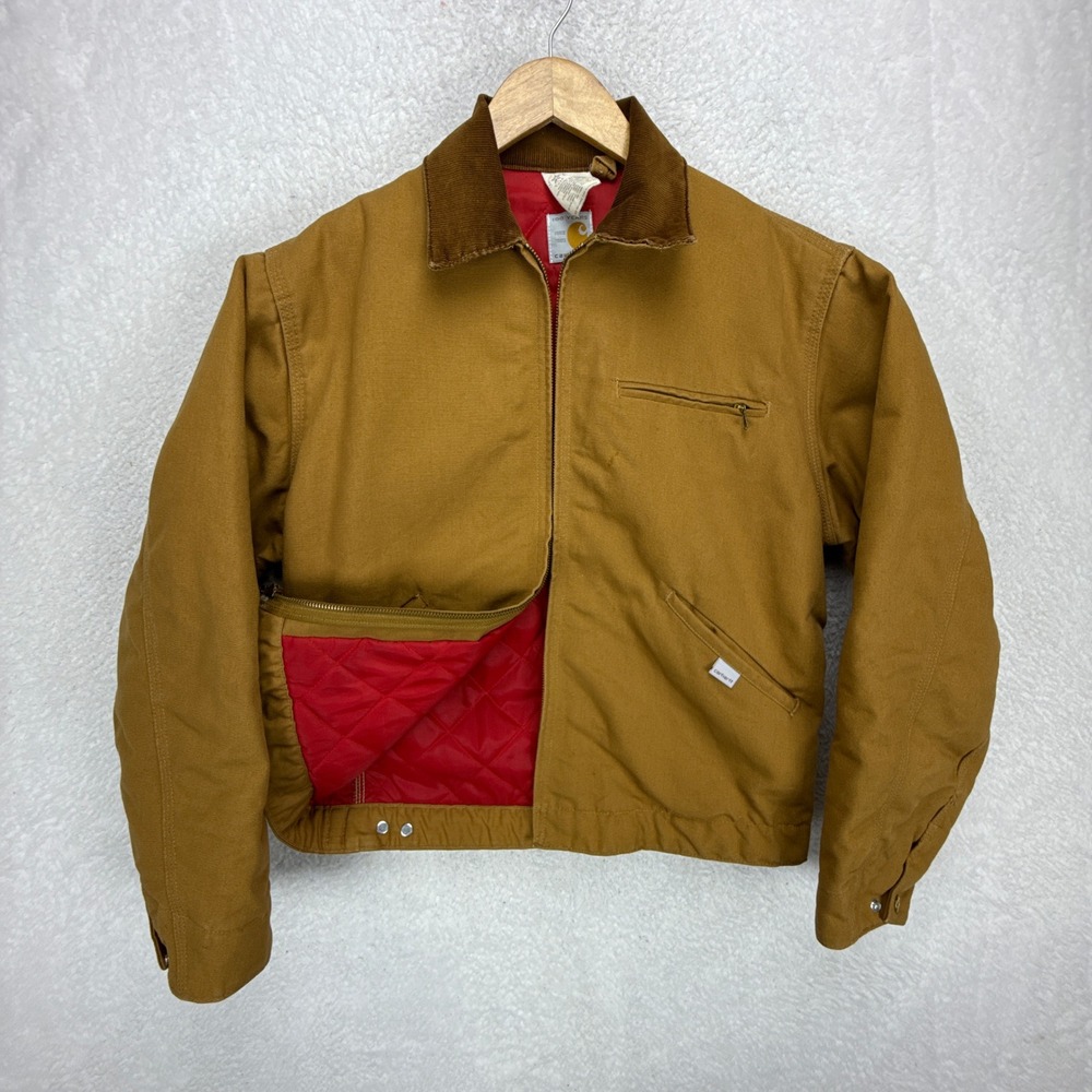 Carhartt Detroit Jacket Red Quilt Lined Mens 40 Medium 6QLJ Brown